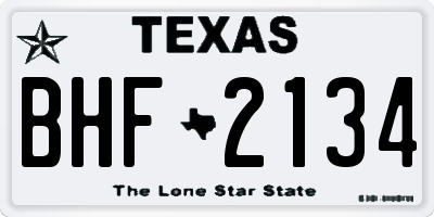 TX license plate BHF2134