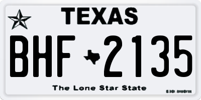 TX license plate BHF2135