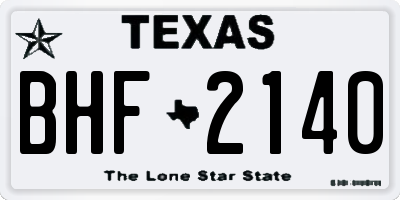 TX license plate BHF2140