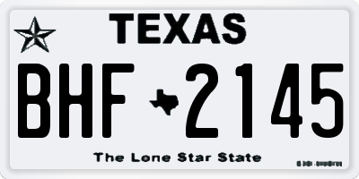 TX license plate BHF2145