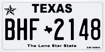 TX license plate BHF2148