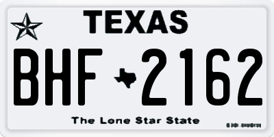 TX license plate BHF2162