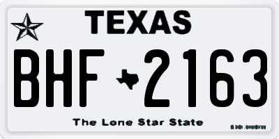 TX license plate BHF2163