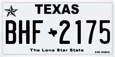 TX license plate BHF2175