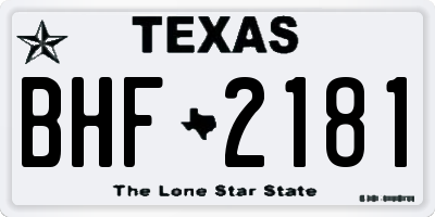 TX license plate BHF2181