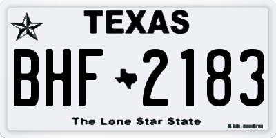 TX license plate BHF2183