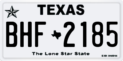 TX license plate BHF2185