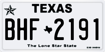 TX license plate BHF2191