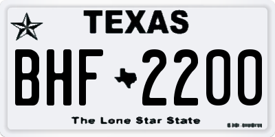 TX license plate BHF2200