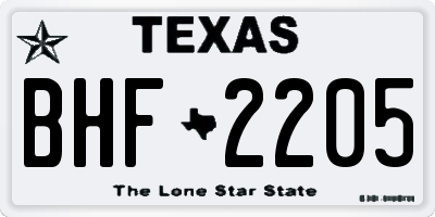 TX license plate BHF2205