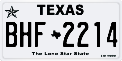 TX license plate BHF2214