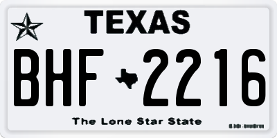 TX license plate BHF2216