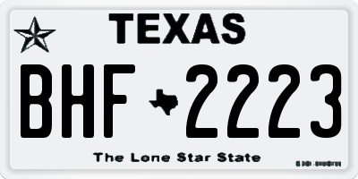 TX license plate BHF2223