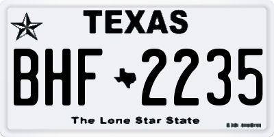TX license plate BHF2235