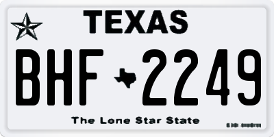 TX license plate BHF2249