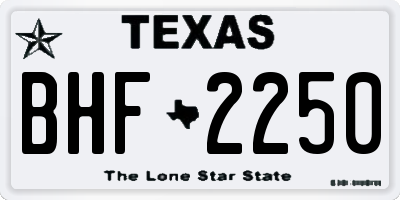 TX license plate BHF2250