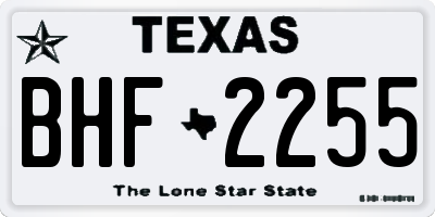 TX license plate BHF2255