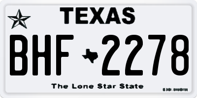 TX license plate BHF2278