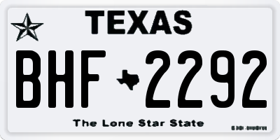 TX license plate BHF2292