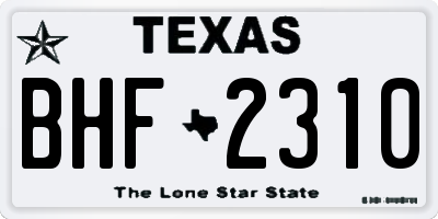 TX license plate BHF2310