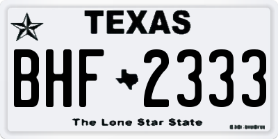TX license plate BHF2333