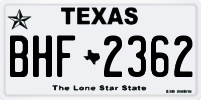 TX license plate BHF2362