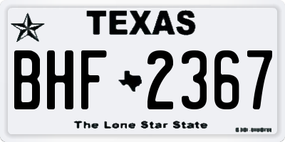 TX license plate BHF2367