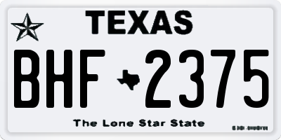 TX license plate BHF2375