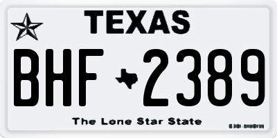 TX license plate BHF2389