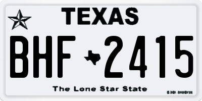 TX license plate BHF2415