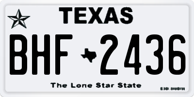 TX license plate BHF2436