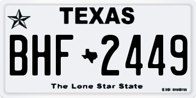 TX license plate BHF2449