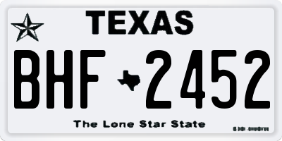 TX license plate BHF2452