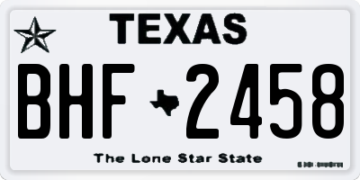 TX license plate BHF2458