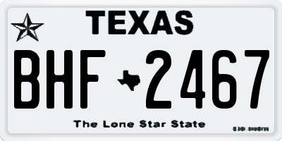 TX license plate BHF2467