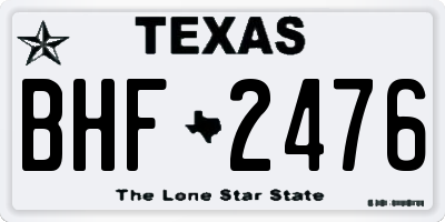TX license plate BHF2476
