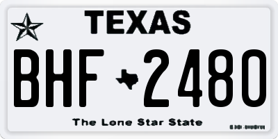 TX license plate BHF2480
