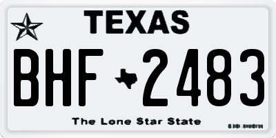 TX license plate BHF2483
