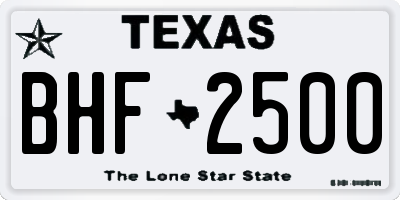 TX license plate BHF2500