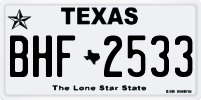 TX license plate BHF2533