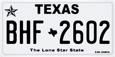 TX license plate BHF2602