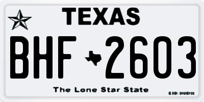 TX license plate BHF2603