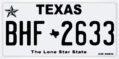 TX license plate BHF2633