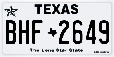 TX license plate BHF2649