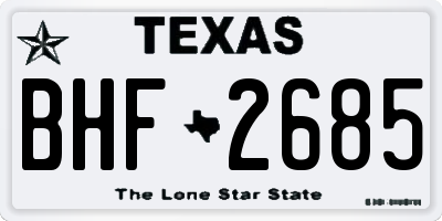TX license plate BHF2685