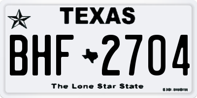TX license plate BHF2704