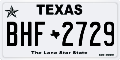 TX license plate BHF2729