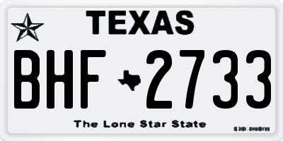 TX license plate BHF2733