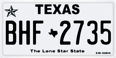 TX license plate BHF2735