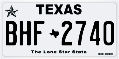 TX license plate BHF2740
